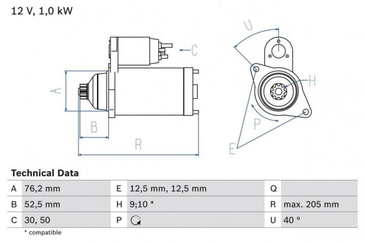 Стартер BOSCH 0986020290 (фото 1)