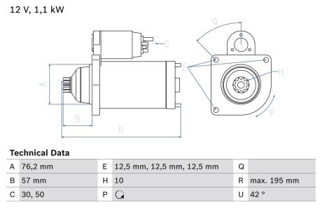 Стартер BOSCH 0 986 020 330