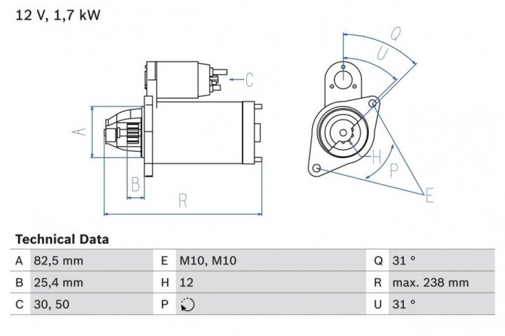 Стартер BOSCH 0986021360 (фото 1)