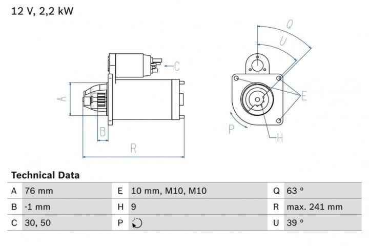 Стартер BOSCH 0986021620 (фото 1)