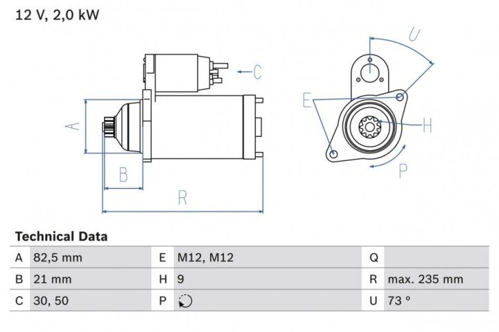 Стартер BOSCH 0986021630 (фото 1)