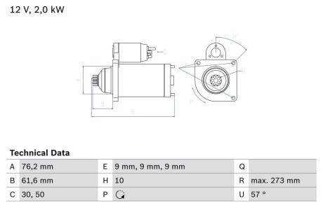 Стартер BOSCH 0986021870