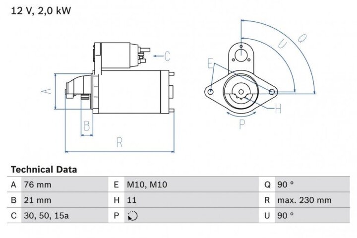 Стартер BOSCH 0986022880 (фото 1)