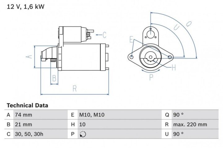 Стартер BOSCH 0986022930 (фото 1)