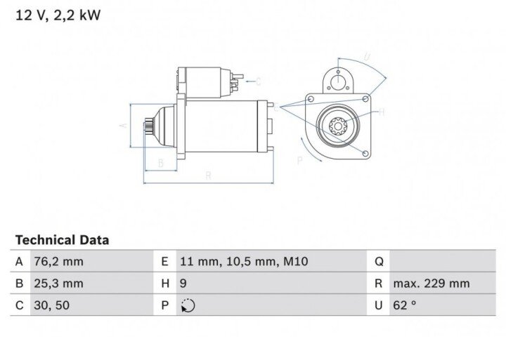 Стартер BOSCH 0986024050 (фото 1)