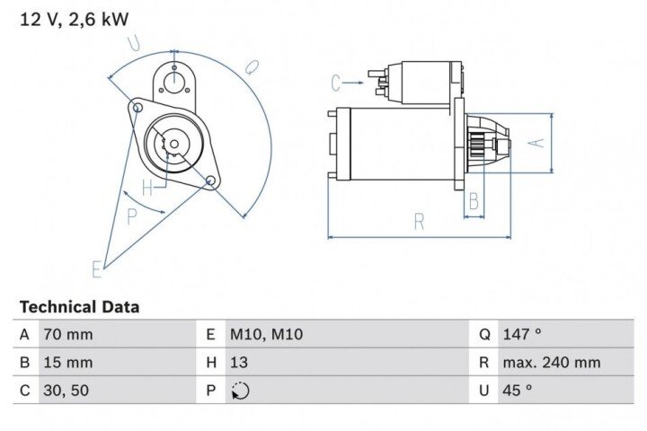 Стартер BOSCH 0 986 024 530 (фото 1)