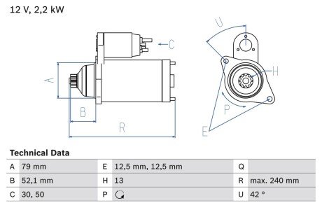 Стартер BOSCH 0 986 025 170