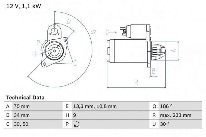 Стартер BOSCH 0986025610 (фото 1)