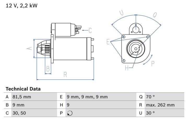 Стартер BOSCH 0986029050 (фото 1)