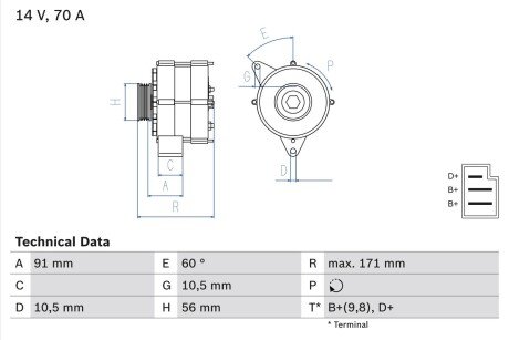 Генератор BOSCH 0 986 033 810