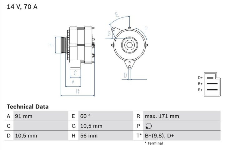 Генератор BOSCH 0 986 033 810 (фото 1)