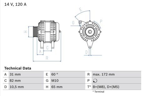 Генератор BOSCH 0 986 038 180