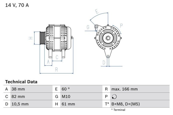 Генератор BOSCH 0 986 039 550 (фото 1)