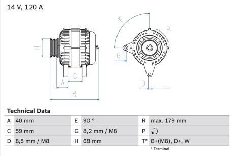 Генератор BOSCH 0986040360