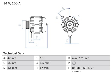 Генератор BOSCH 0986040370