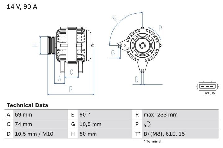 Генератор BOSCH 0 986 040 390 (фото 1)