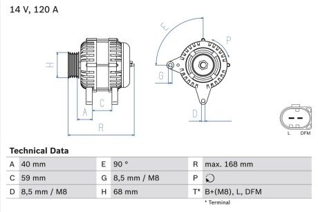 Генератор BOSCH 0 986 041 140