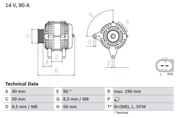 Генератор BOSCH 0 986 041 490 (фото 1)