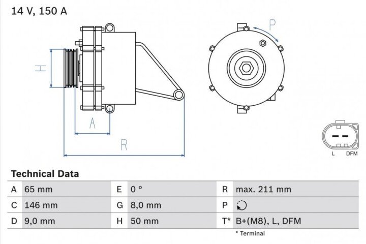 Генератор BOSCH 0 986 041 760 (фото 1)