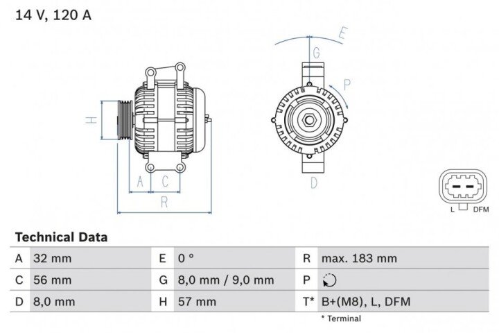 Генератор BOSCH 0986044020 (фото 1)