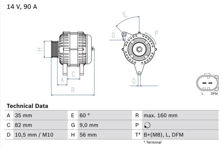 Генератор BOSCH 0 986 044 300 (фото 1)