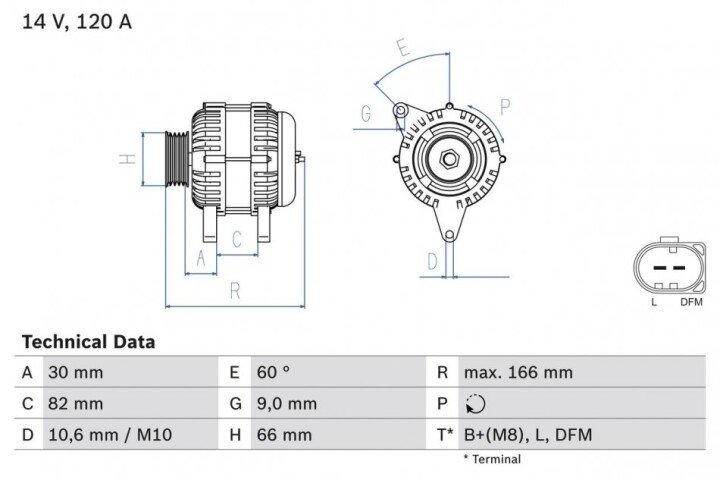 Генератор BOSCH 0986044330 (фото 1)