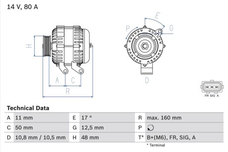 Генератор BOSCH 0986044701