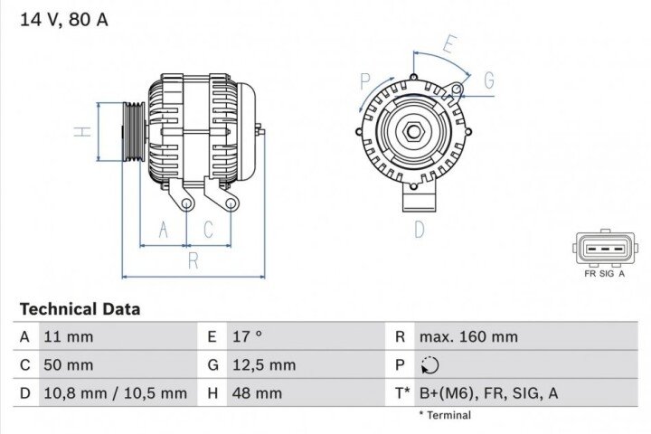 Генератор BOSCH 0986044701 (фото 1)