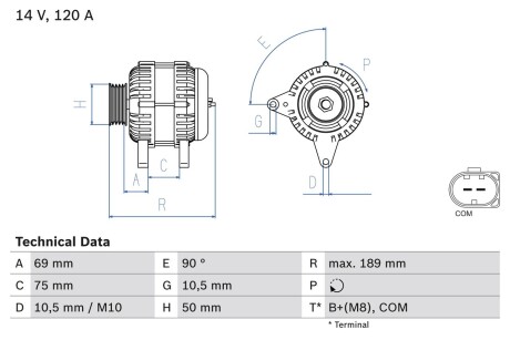 Генератор BOSCH 0986046170