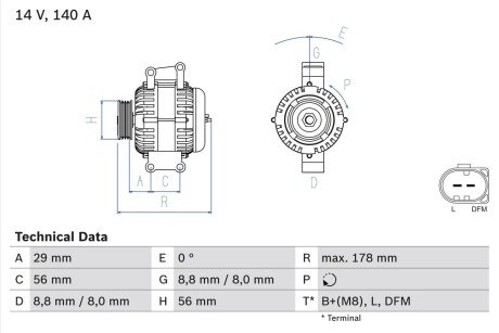 Генератор BOSCH 0 986 046 180