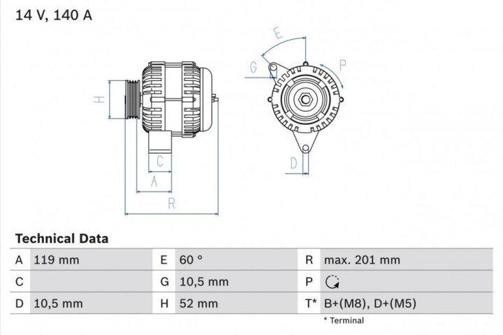 Генератор BOSCH 0986046190 (фото 1)