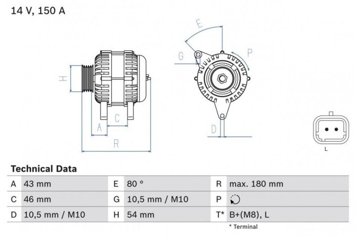 Генератор BOSCH 0986046240 (фото 1)