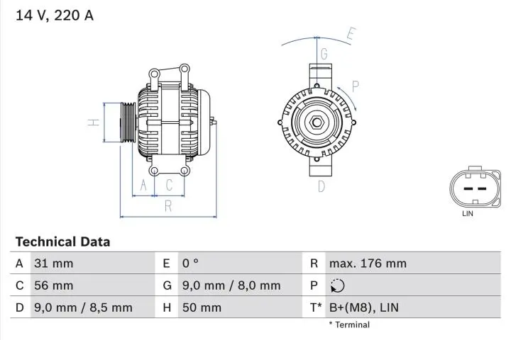 Генератор BOSCH 0986047640 (фото 1)