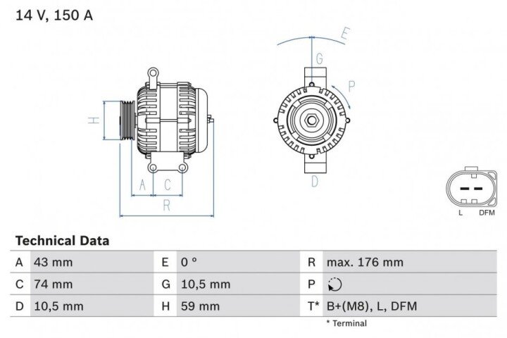 Генератор BOSCH 0986047910 (фото 1)