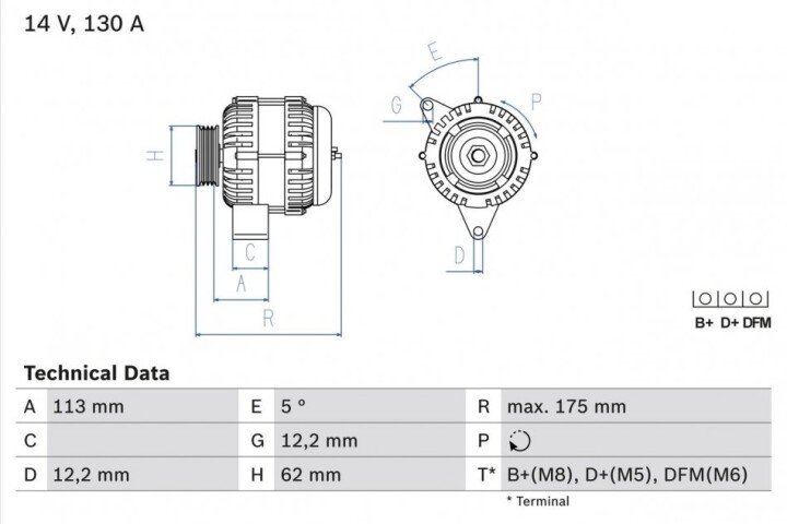 Генератор BOSCH 0986048801 (фото 1)