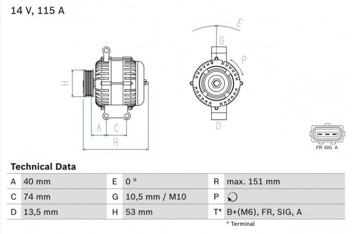 Генератор BOSCH 0986049460 (фото 1)