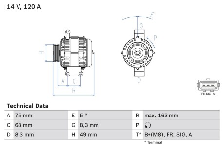 Генератор BOSCH 0986049670