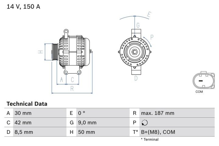 Генератор BOSCH 0 986 080 040 (фото 1)