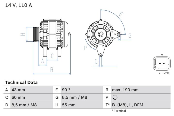 Генератор BOSCH 0986080140 (фото 1)