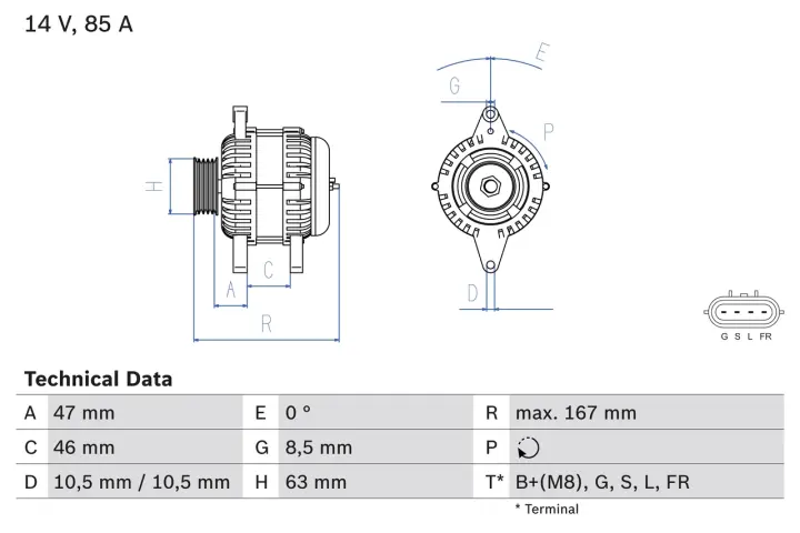 Генератор BOSCH 0986080480 (фото 1)