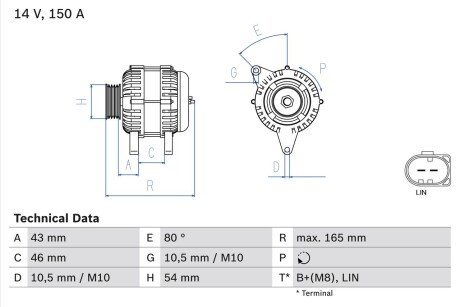 Генератор BOSCH 0 986 081 190