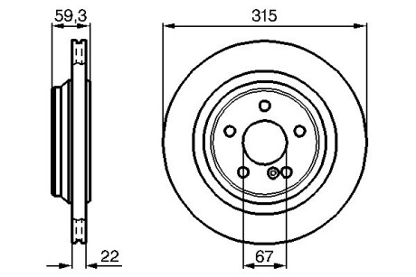 Диск гальмівний задній 315mm db220/215 s500 s600 cl500 cl600,s55 amg BOSCH 0986478966