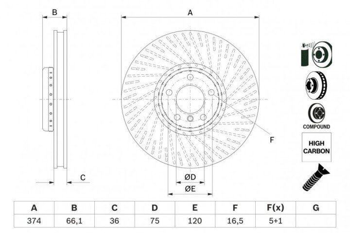 Тормозные диски BOSCH 0986479E63 (фото 1)