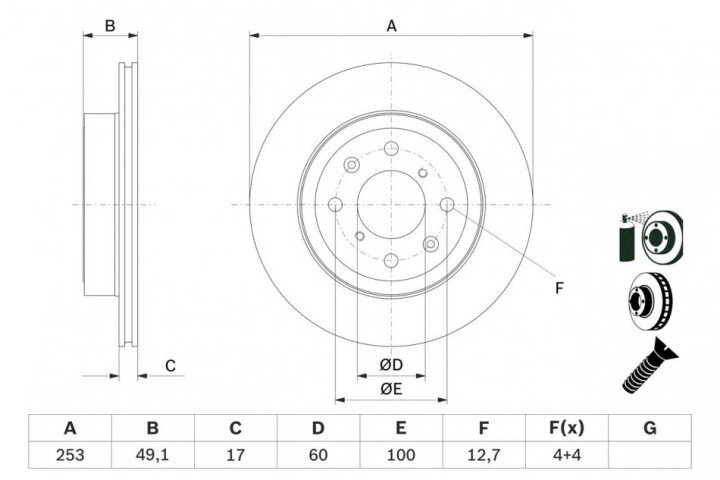 Suzuki диск тормозной передн.ignis,wagon,opel BOSCH 0986479E75 (фото 1)