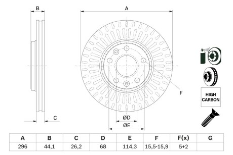 Тормозной диск (передний) renault megane iii/scenic iii/laguna iii 07- (296x26) BOSCH 0 986 479 E77 (фото 1)