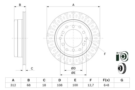 Toyota гальмівний диск задн. land cruiser prado 2.7/4.0 10-, fj cruiser 06- BOSCH 0986479F07