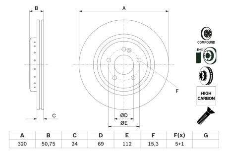 Двойной задний тормозной диск BOSCH 0986479G36