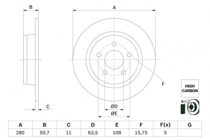 Диск тормоз зад. ford tourneo connect 13- BOSCH 0986479G71 (фото 1)