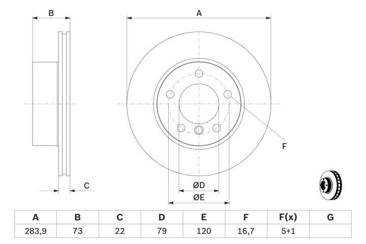 Диск тормозной BOSCH 0 986 479 W60 (фото 1)