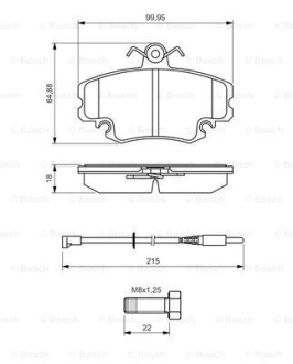 Комплект тормозных колодок, дисковый тормоз BOSCH 0 986 494 522 (фото 1)